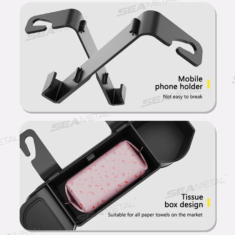 No-Drill Adjustable Car Holder with Phone & Paper Towel Organizer