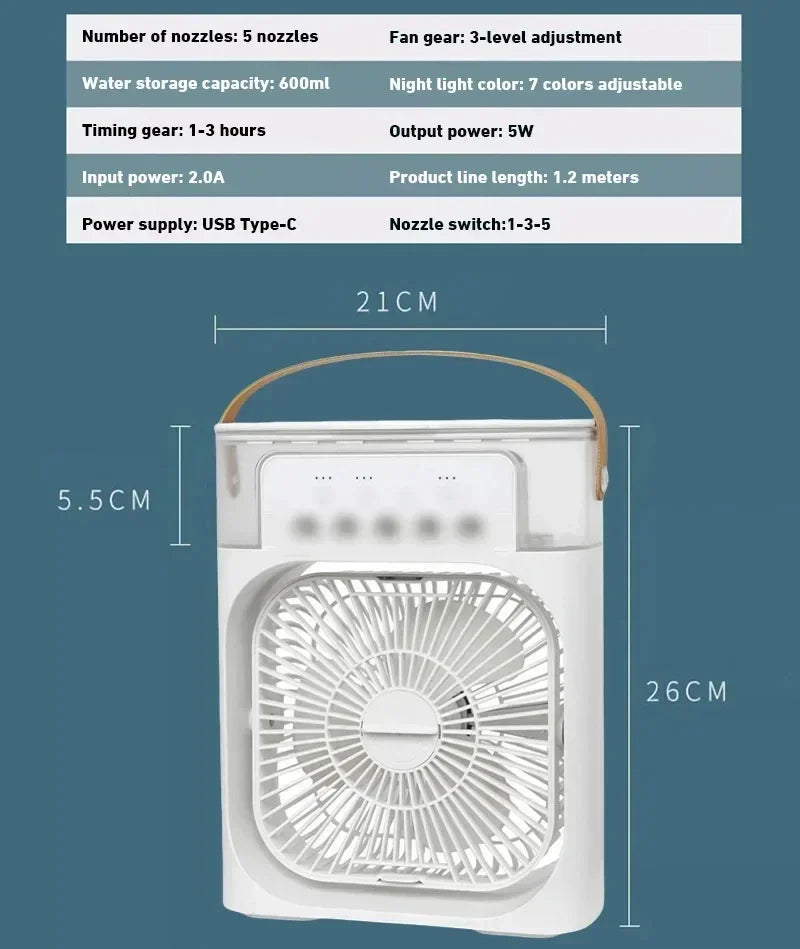 3-in-1 Portable Air Cooler Fan – Compact AC, Humidifier & Fan