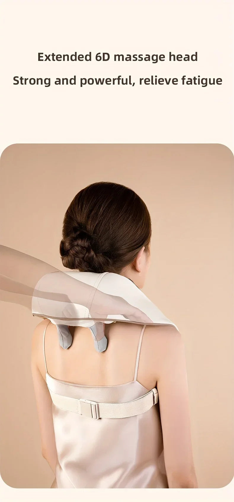 Wireless Neck & Back Massager with 6D Kneading Relief – Portable & Washable
