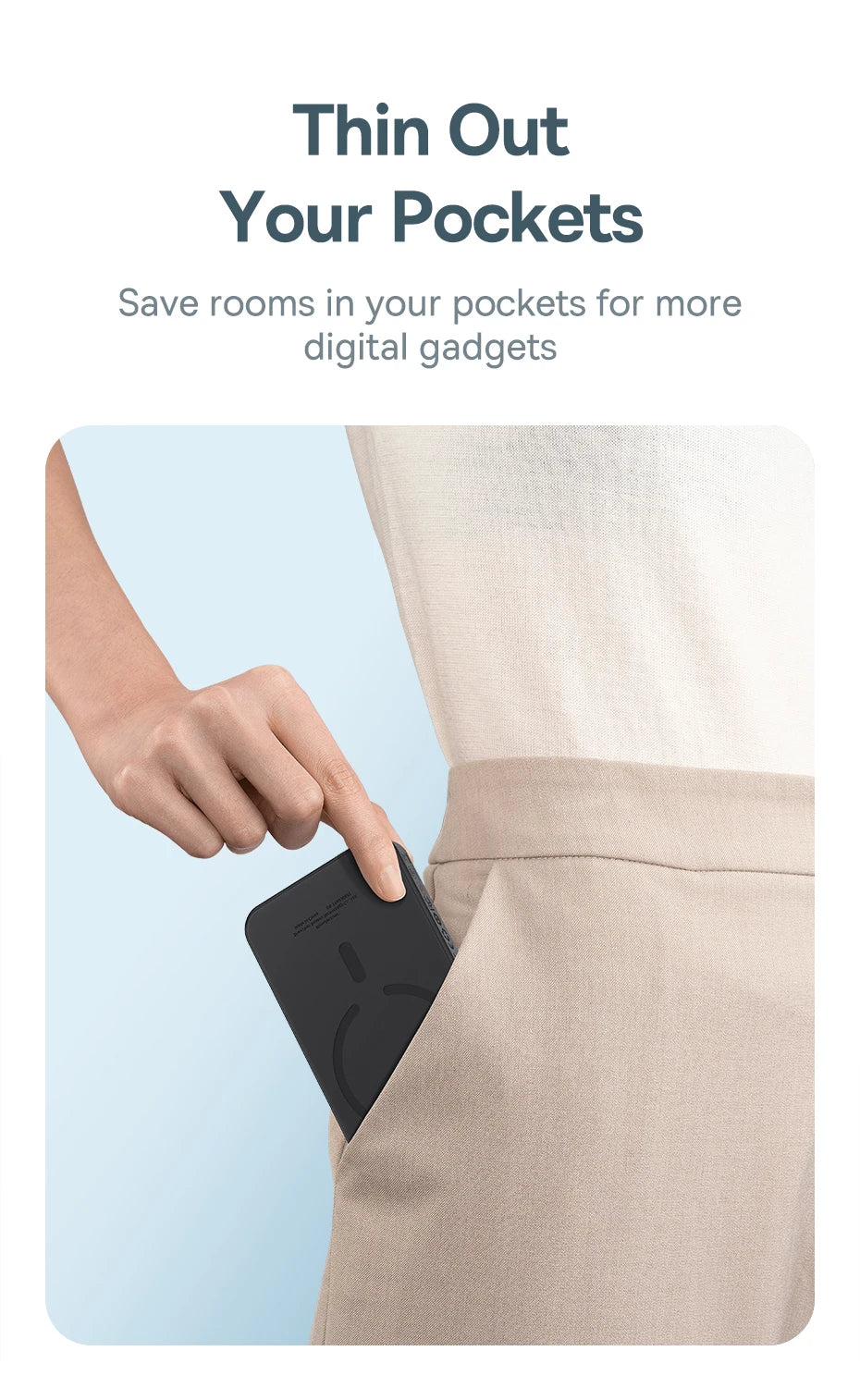 Slim 5000mAh Wireless Power Bank – Pocket-Sized Charger