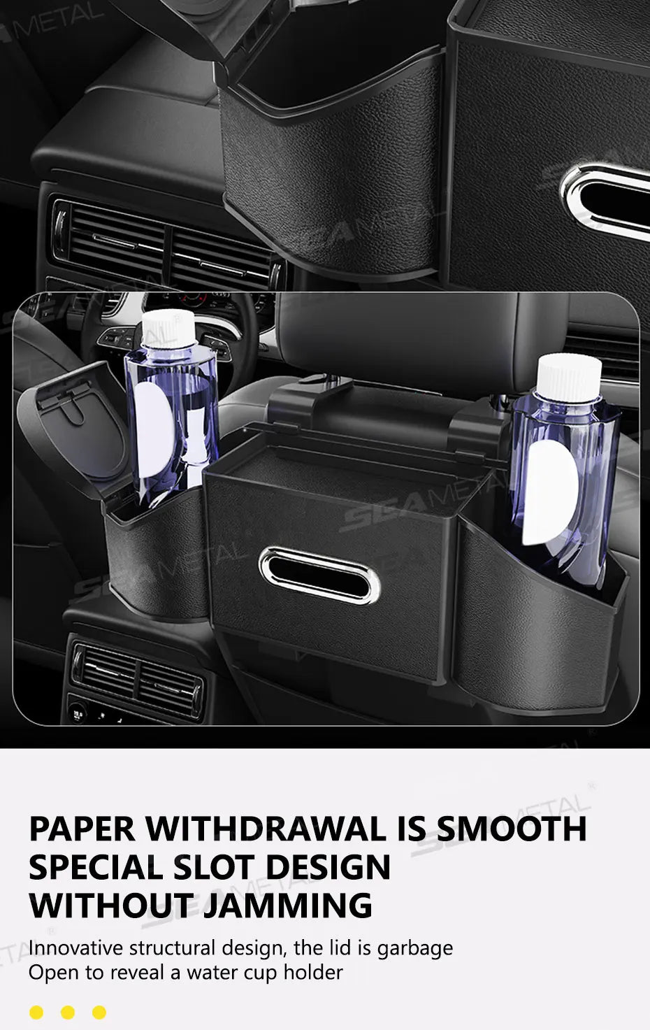 No-Drill Adjustable Car Holder with Phone & Paper Towel Organizer