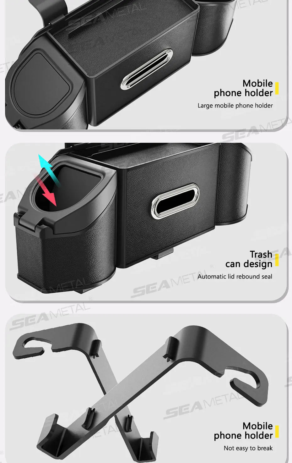 No-Drill Adjustable Car Holder with Phone & Paper Towel Organizer