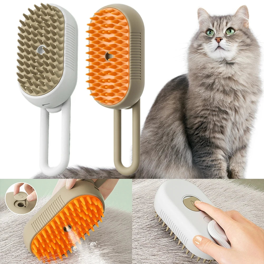 Steam Pet Brush with Spray Function – Grooming Tool for Healthy Coats