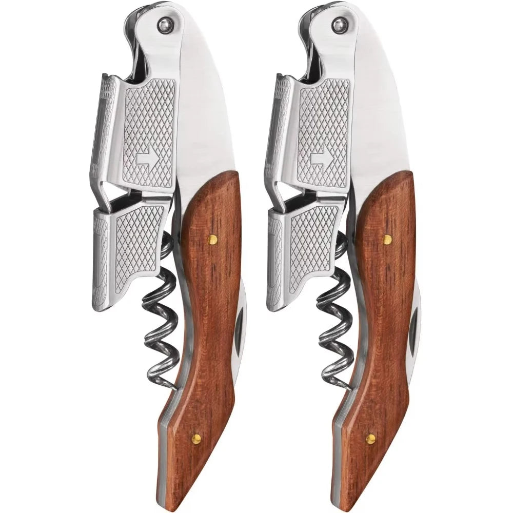 Ergonomic Wine Bottle Opener – Stainless Steel with Wooden Handle