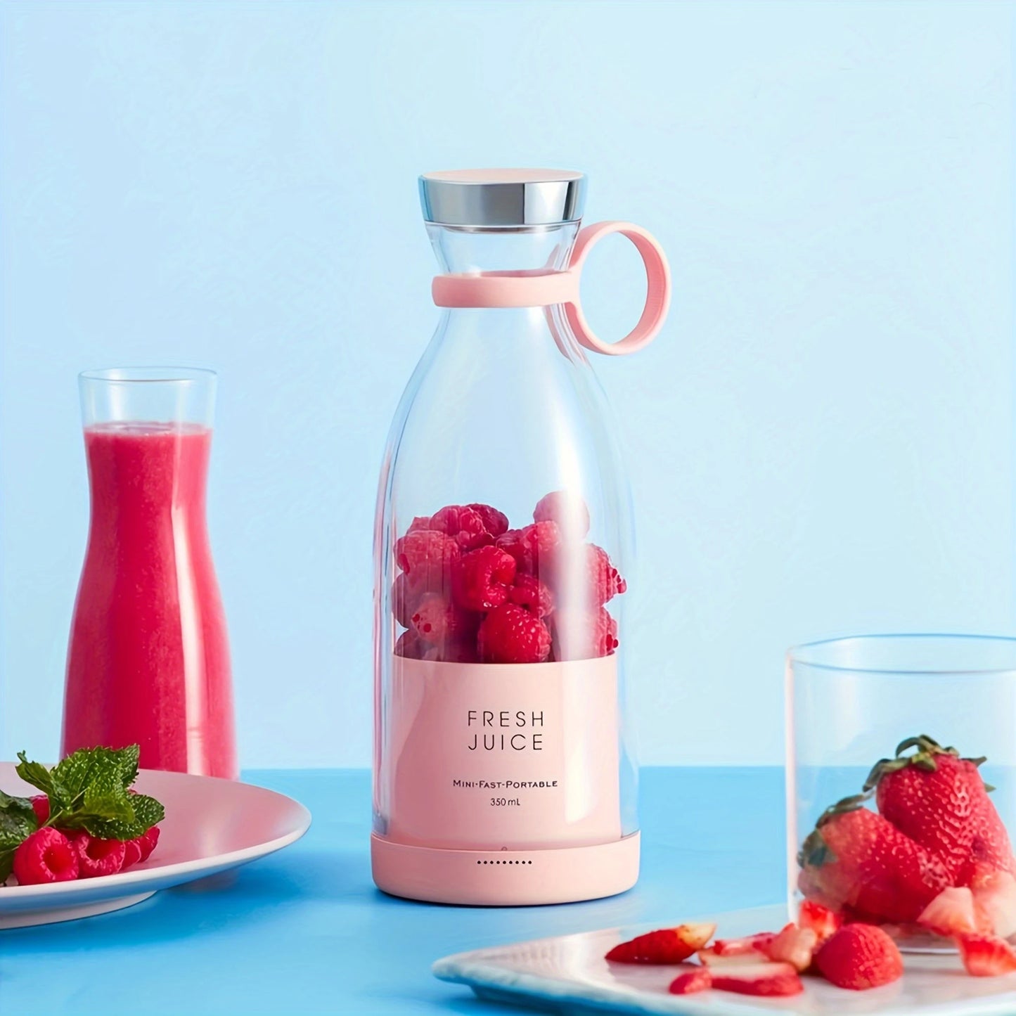 Portable USB Mini Juicer with 3-Blade Design – 350ml Blender