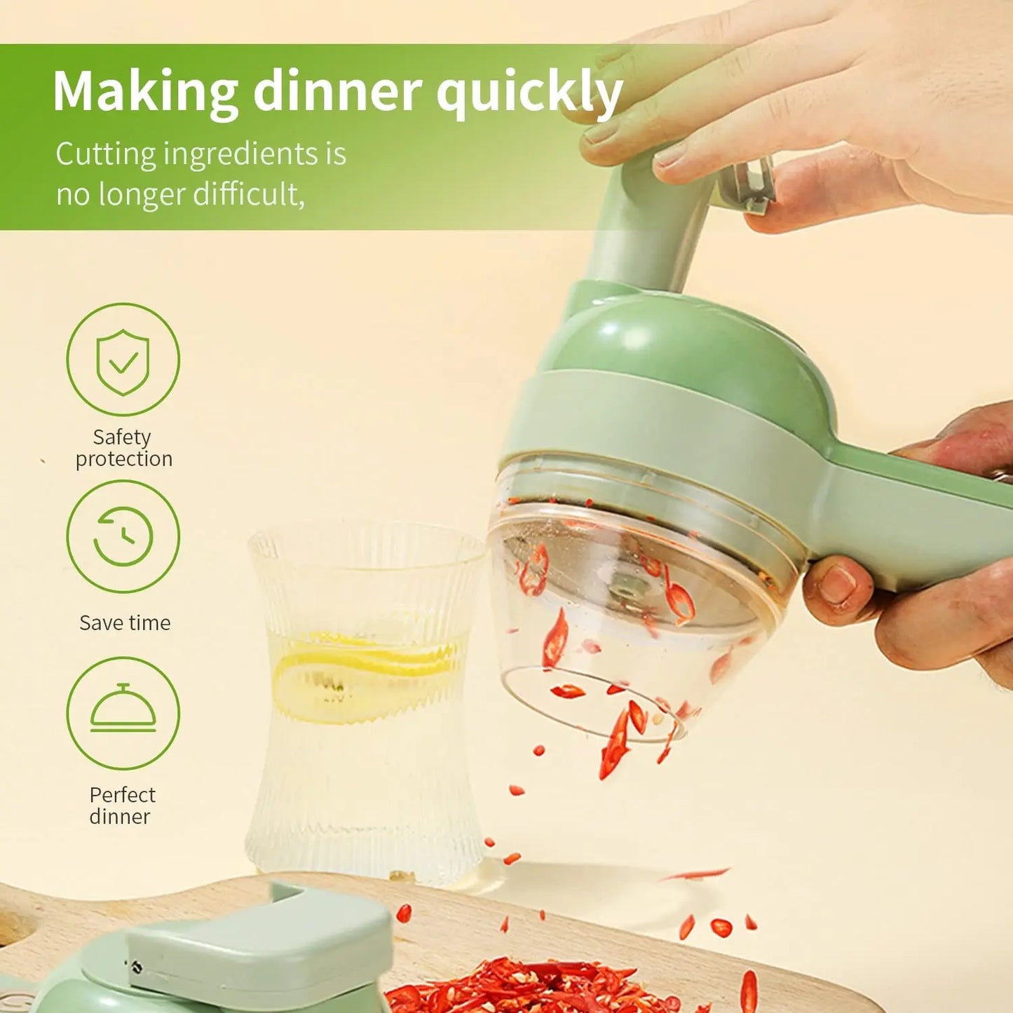 Manual Food Chopper with Stainless Steel Blade