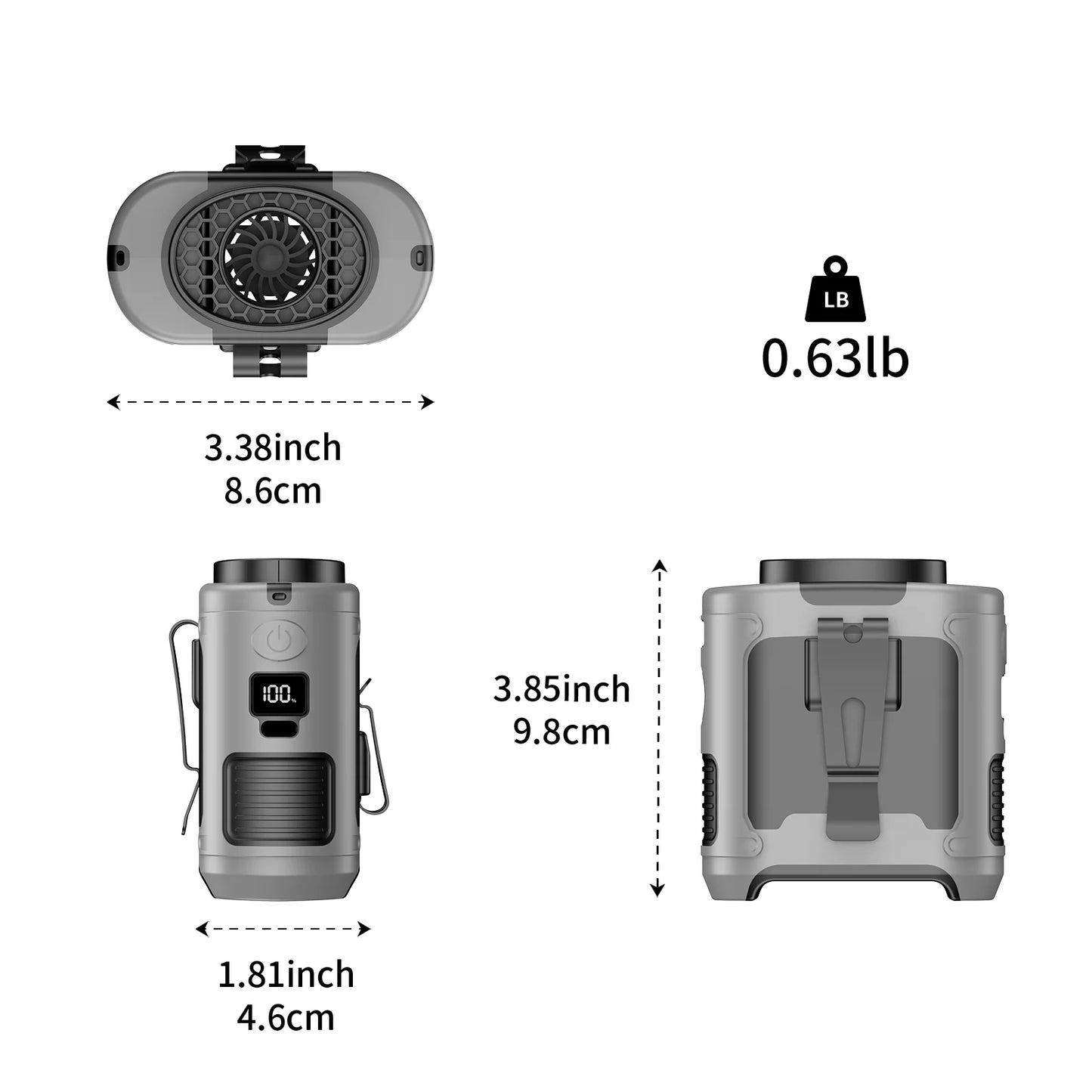 20,000mAh Portable Waist & Neck Fan with Power Bank & LED – Outdoor Work & Sports