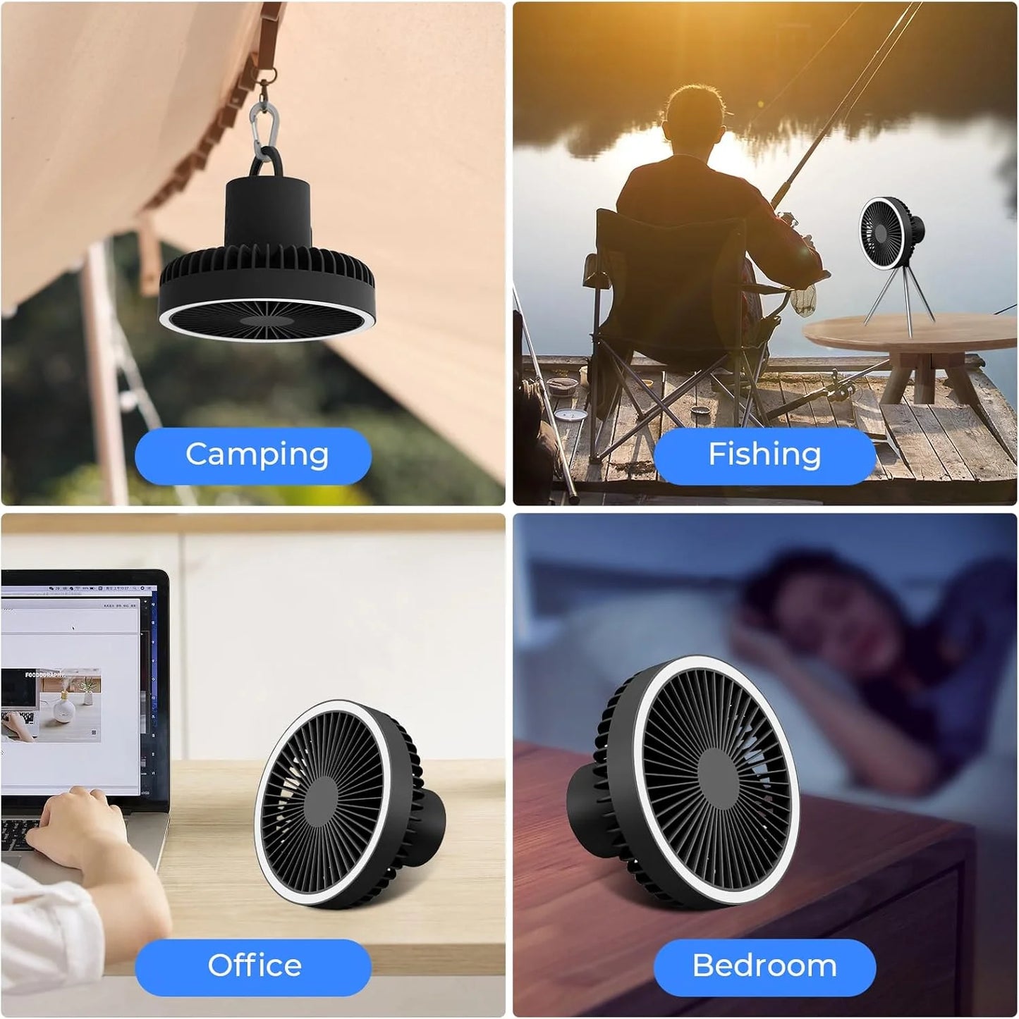 Smart Rechargeable Cooling Fan with 3-Speed & Timer