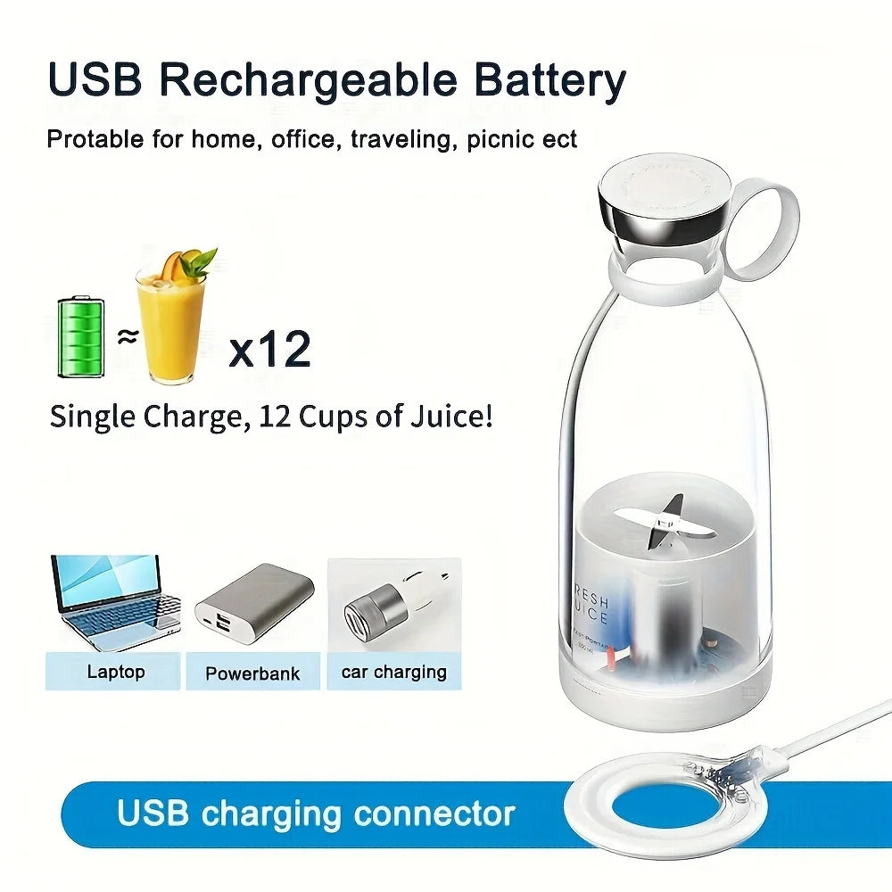 Portable USB Mini Juicer with 3-Blade Design – 350ml Blender