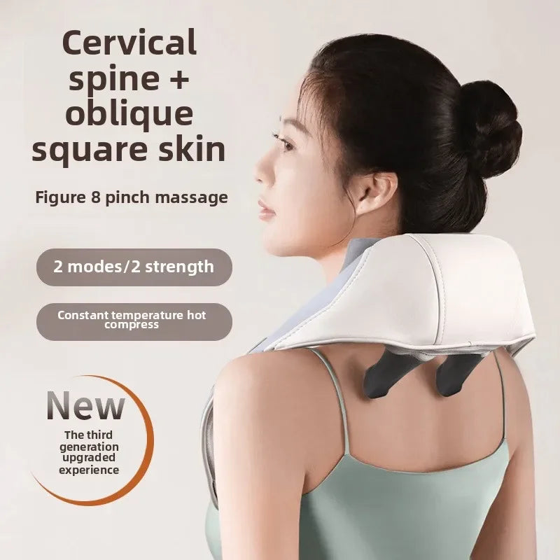 Wireless Neck & Back Massager with 6D Kneading Relief – Portable & Washable