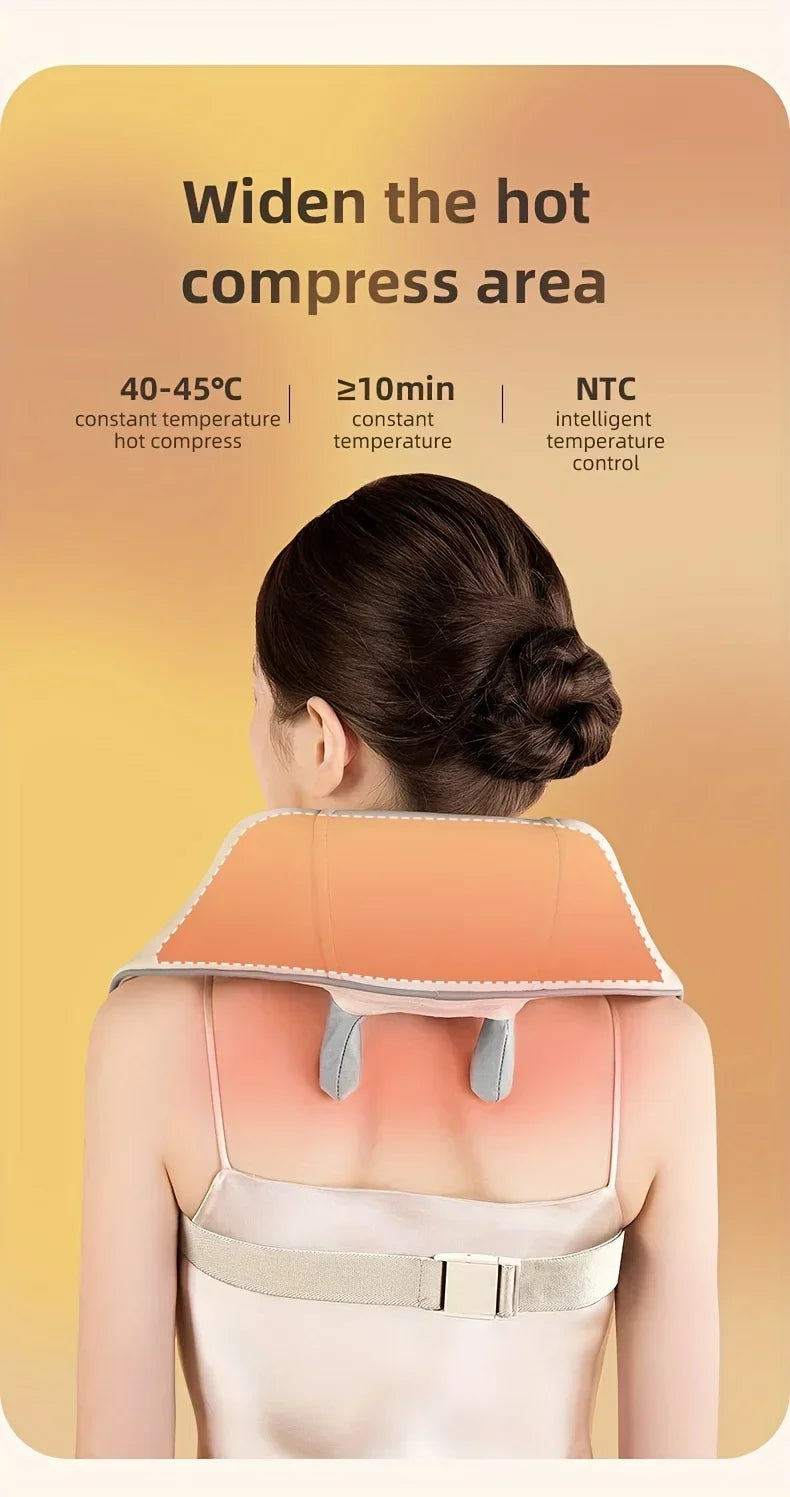 Wireless Neck & Back Massager with 6D Kneading Relief – Portable & Washable