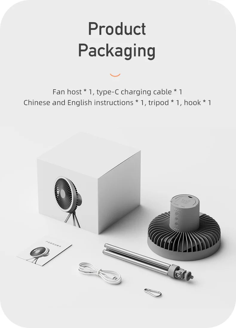Smart Rechargeable Cooling Fan with 3-Speed & Timer