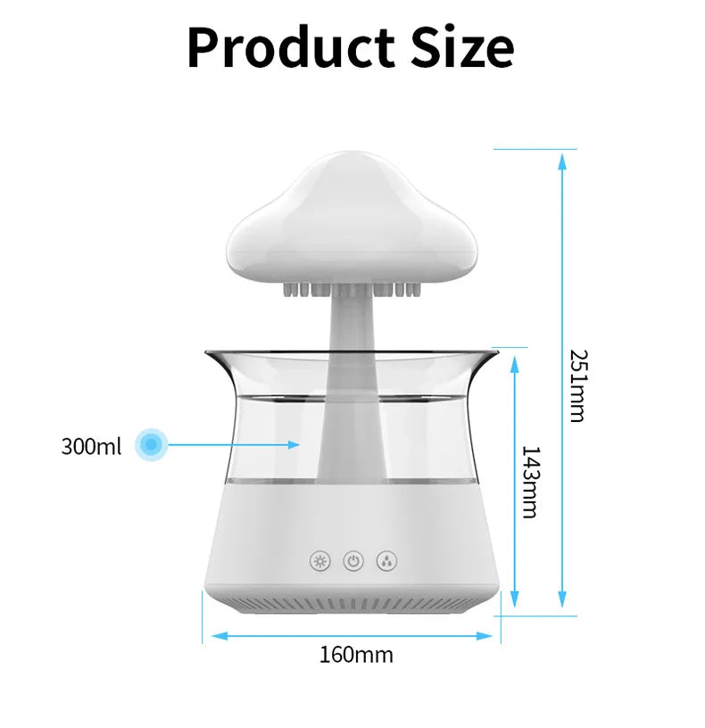Rain Cloud Humidifier with LED Light & Rain Sound – USB Powered