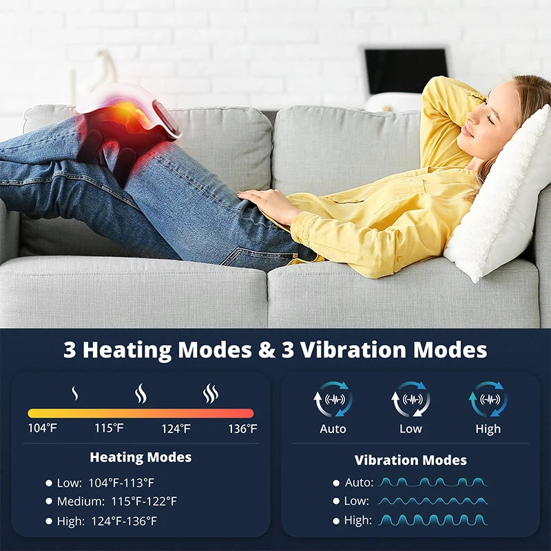 Cordless Heated Knee Massager with Vibration & LED Display