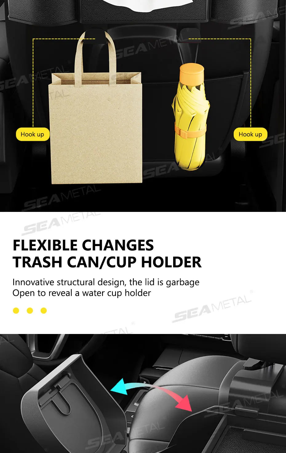 No-Drill Adjustable Car Holder with Phone & Paper Towel Organizer