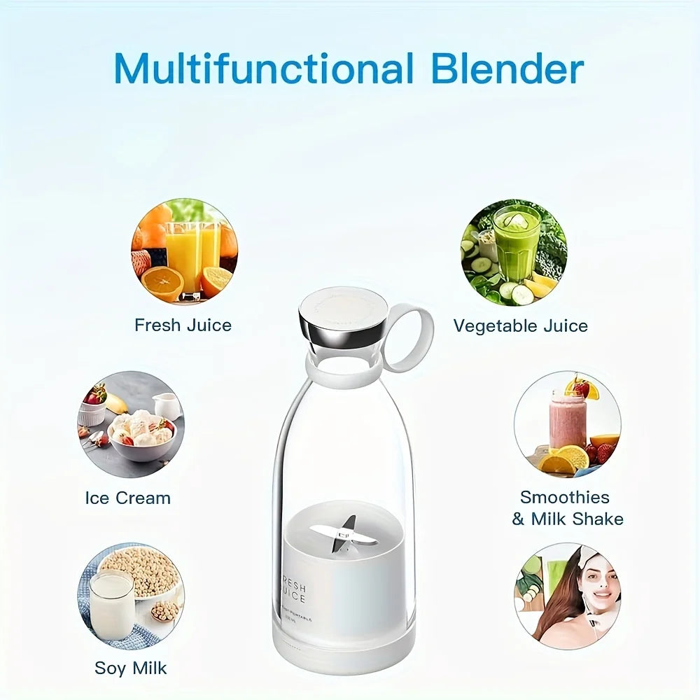 Portable USB Mini Juicer with 3-Blade Design – 350ml Blender