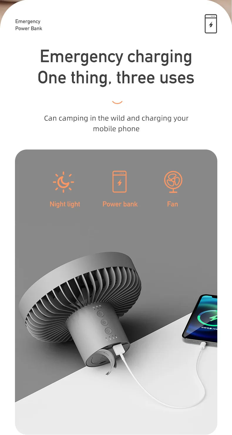 Smart Rechargeable Cooling Fan with 3-Speed & Timer