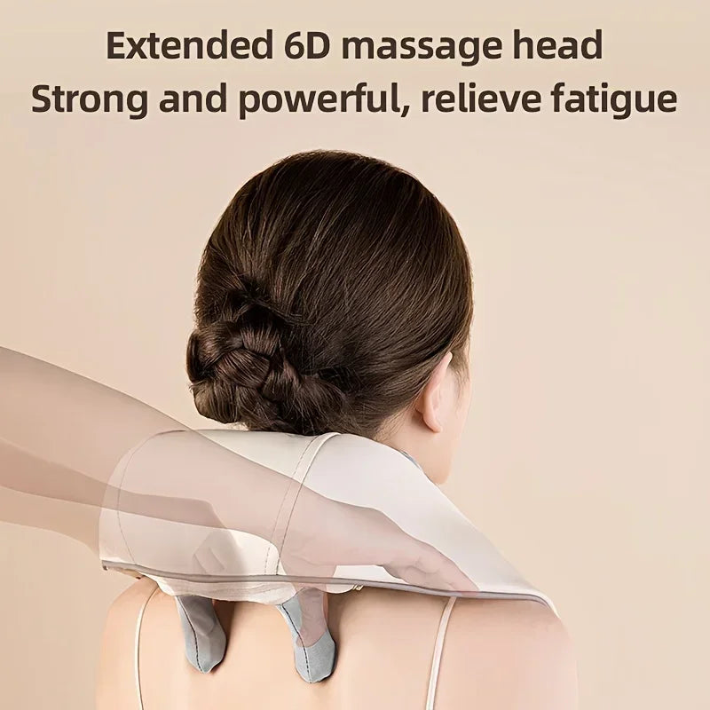 Wireless Neck & Back Massager with 6D Kneading Relief – Portable & Washable