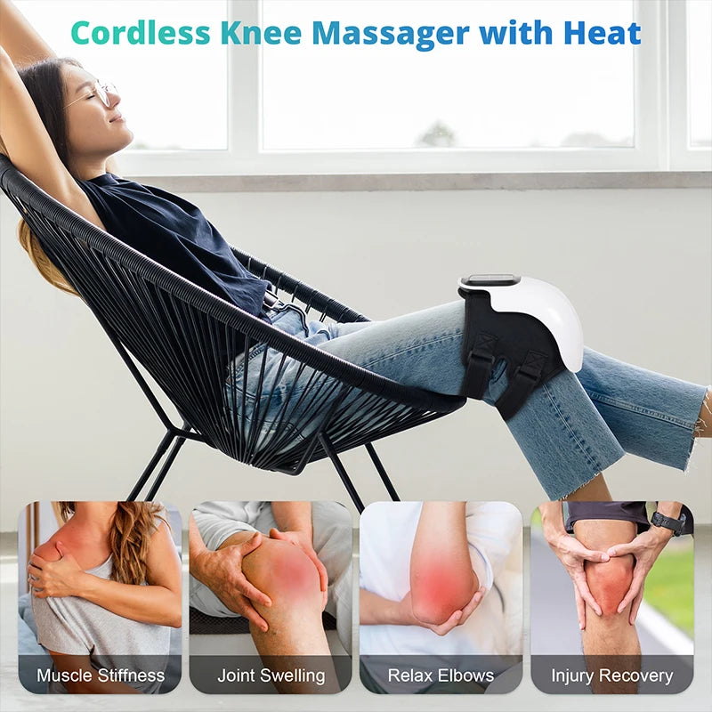 Cordless Heated Knee Massager with Vibration & LED Display