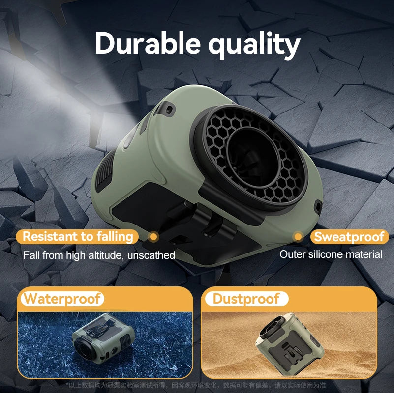 20,000mAh Portable Waist & Neck Fan with Power Bank & LED – Outdoor Work & Sports
