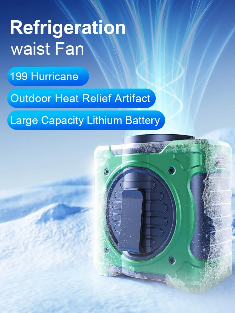 20,000mAh Portable Waist & Neck Fan with Power Bank & LED – Outdoor Work & Sports