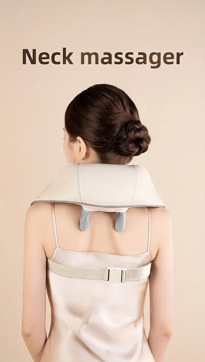 Wireless Neck & Back Massager with 6D Kneading Relief – Portable & Washable
