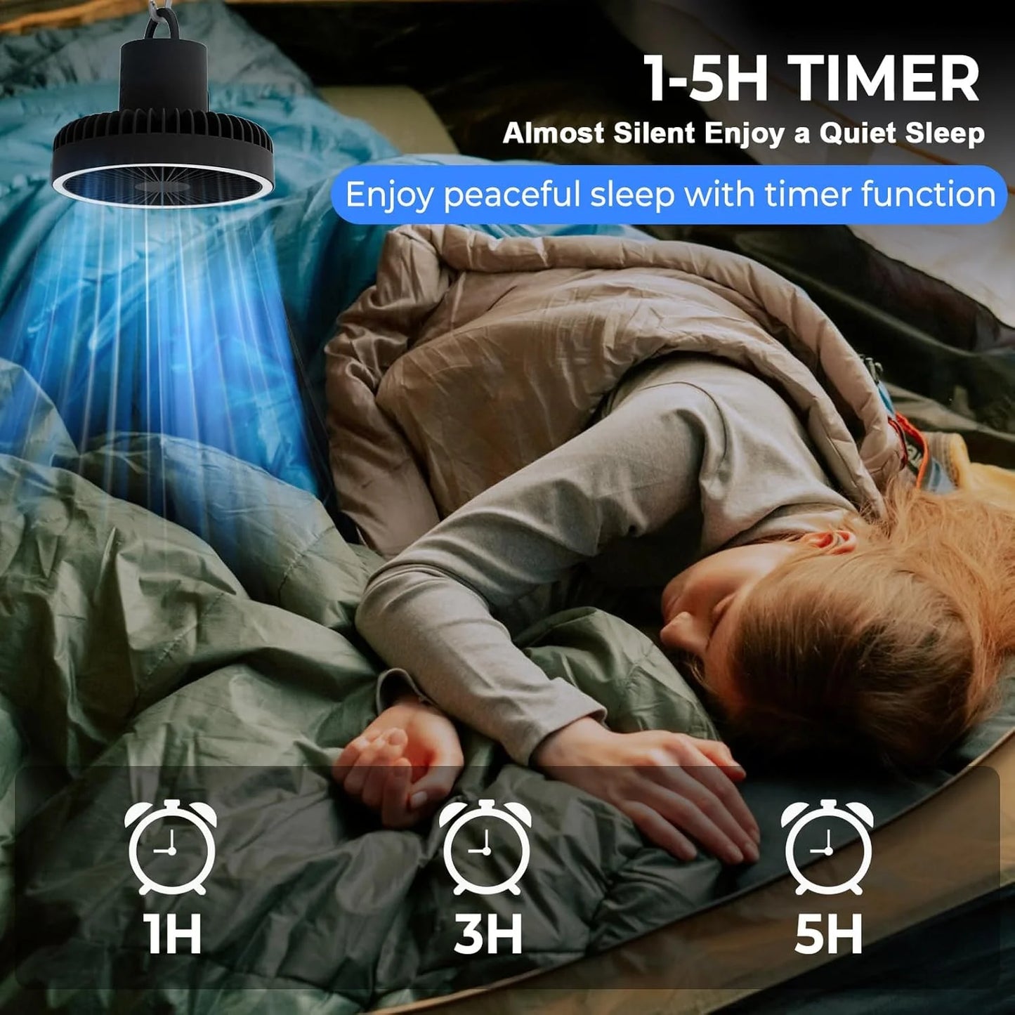 Smart Rechargeable Cooling Fan with 3-Speed & Timer