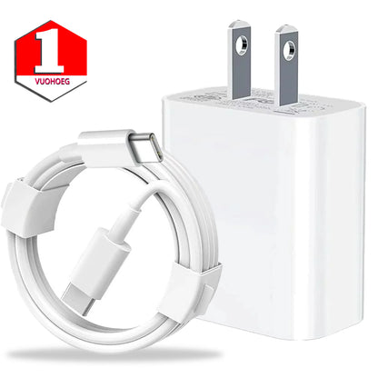 20W USB C Power Delivery Wall Charger, Type C Charger PD Fast Charging with 6Ft Type C to Type C Cable Compatible with Iphone 15/15 Pro/Max, Ipad Pro,Macbook, White