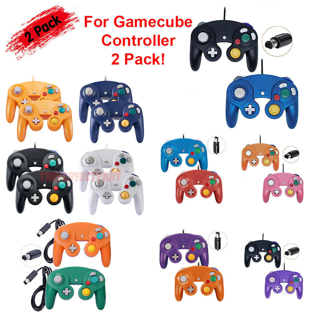 2 Pack Wired NGC Controller Gamepad for Nintendo Gamecube GC & Wii U Console USA