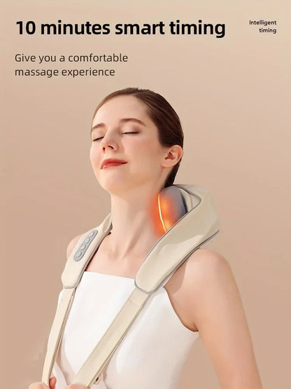 Wireless Neck & Back Massager with 6D Kneading Relief – Portable & Washable