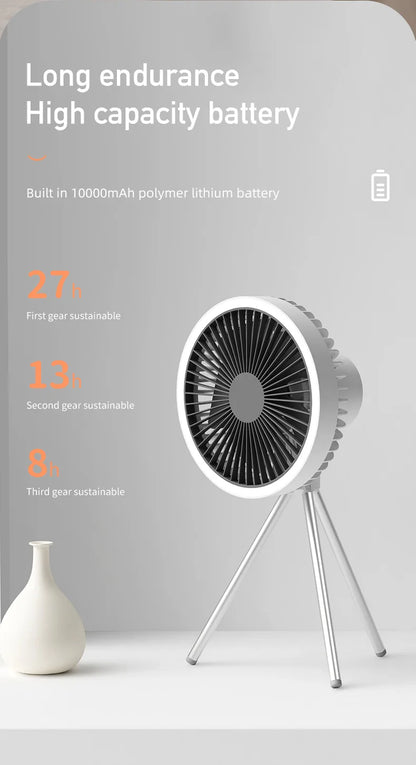 Smart Rechargeable Cooling Fan with 3-Speed & Timer