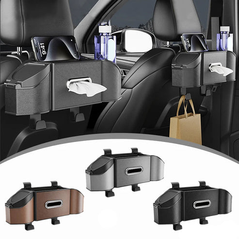 No-Drill Adjustable Car Holder with Phone & Paper Towel Organizer