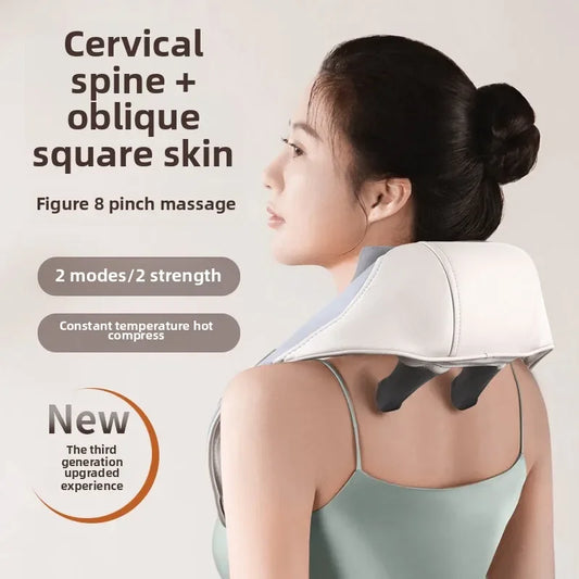 Wireless Neck & Back Massager with 6D Kneading Relief – Portable & Washable