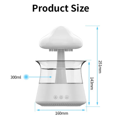 Rain Cloud Humidifier with LED Light & Rain Sound – USB Powered