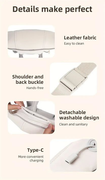 Wireless Neck & Back Massager with 6D Kneading Relief – Portable & Washable