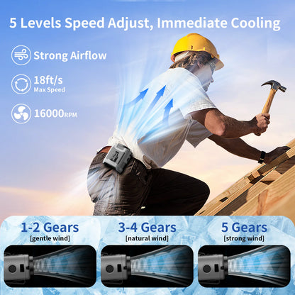 20,000mAh Portable Waist & Neck Fan with Power Bank & LED – Outdoor Work & Sports