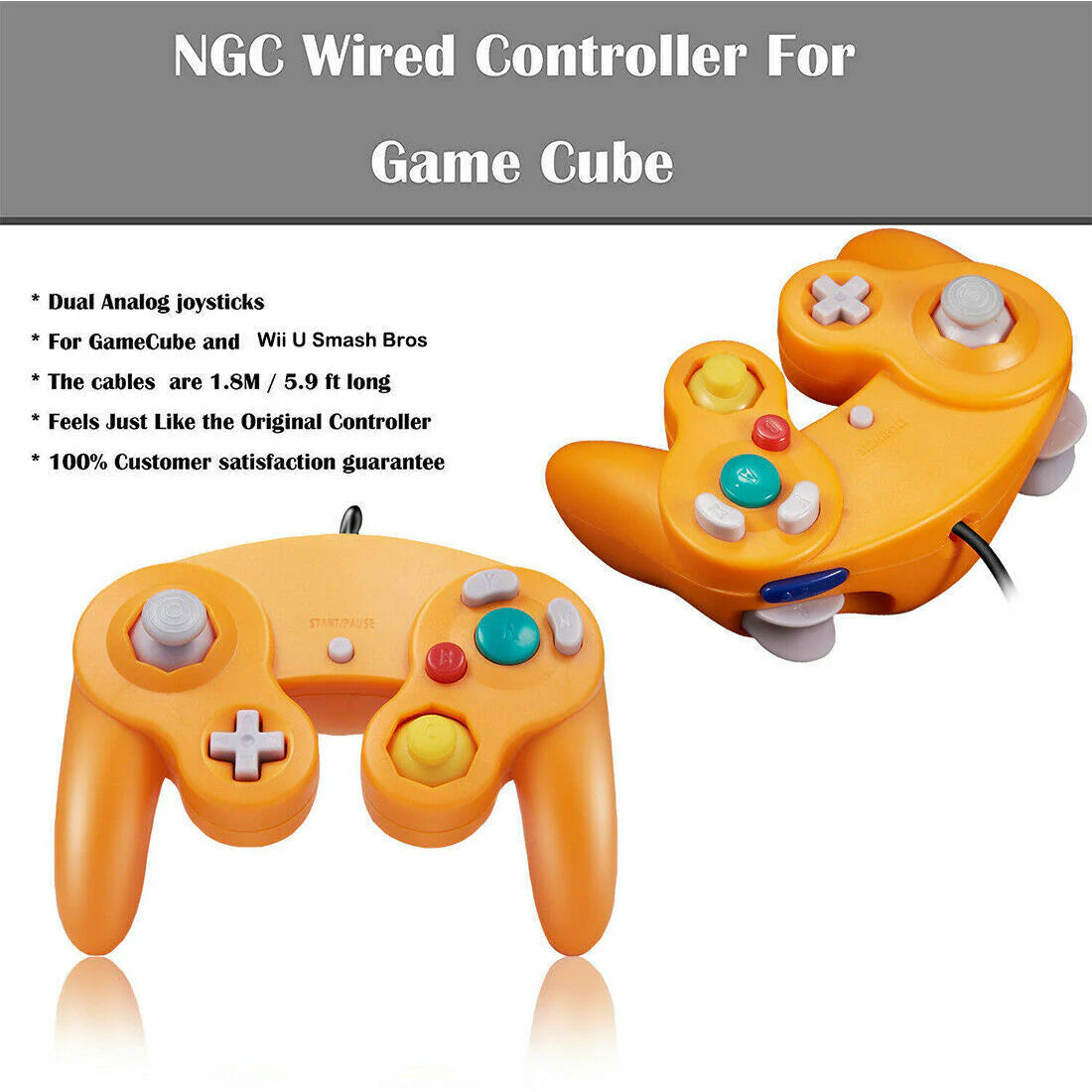 2 Pack Wired NGC Controller Gamepad for Nintendo Gamecube GC & Wii U Console USA